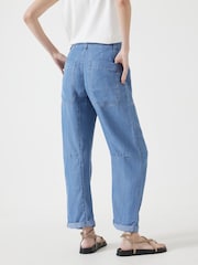 Hush Light Blue Chambray Cordi Barrel Leg Trousers - Image 3 of 5