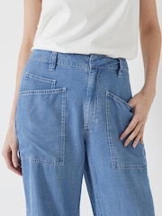 Hush Light Blue Chambray Cordi Barrel Leg Trousers - Image 4 of 5
