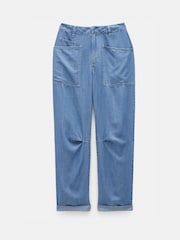 Hush Light Blue Chambray Cordi Barrel Leg Trousers - Image 5 of 5