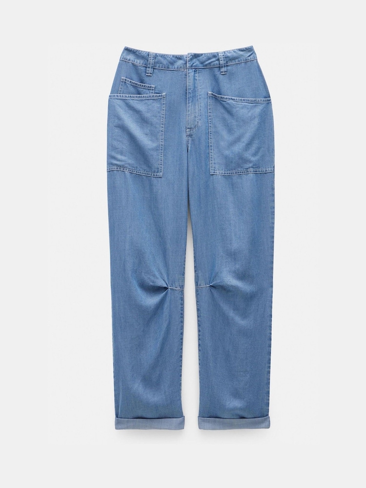 Hush Light Blue Chambray Cordi Barrel Leg Trousers - Image 5 of 5