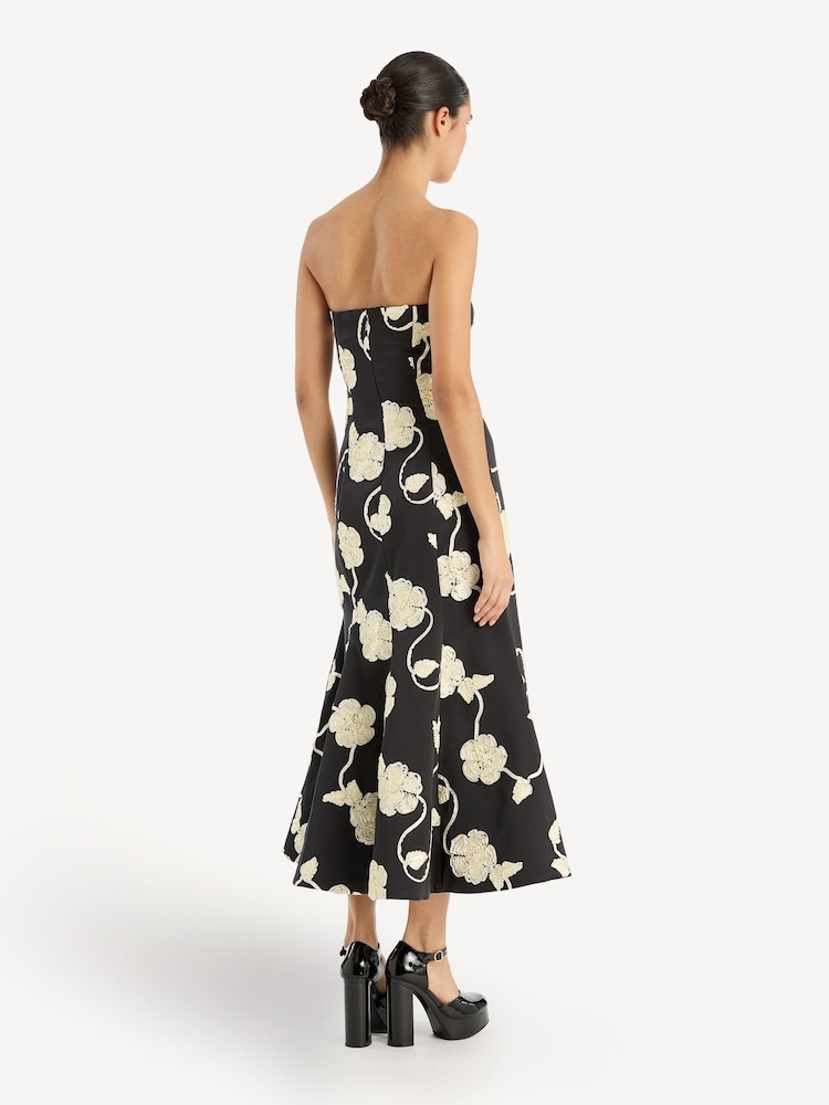 Rotate Black 3D Flower Midi Dress - Image 2 of 6