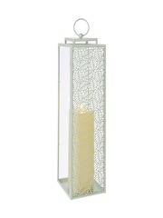 Premier Decorations Ltd Sage Green Metal and Glass Lantern - Image 1 of 2
