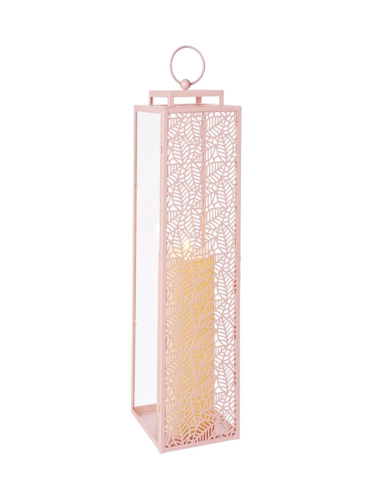 Premier Decorations Ltd Pink Metal and Glass Lantern - Image 1 of 2