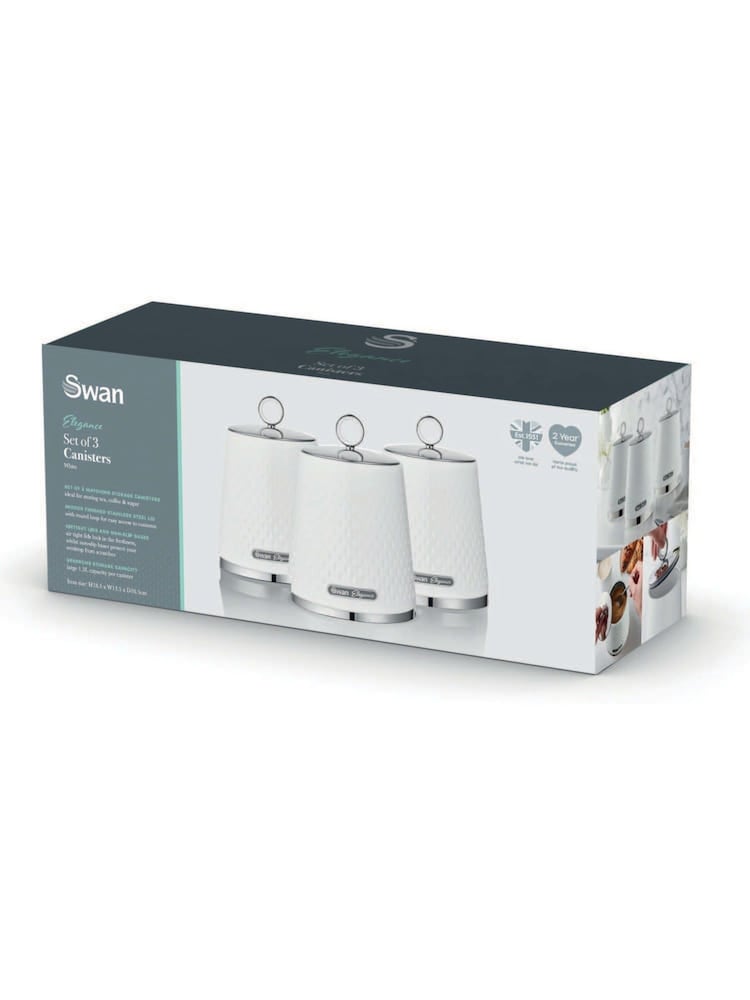 Swan Set of 3 White Elegance Canisters - Image 11 of 11