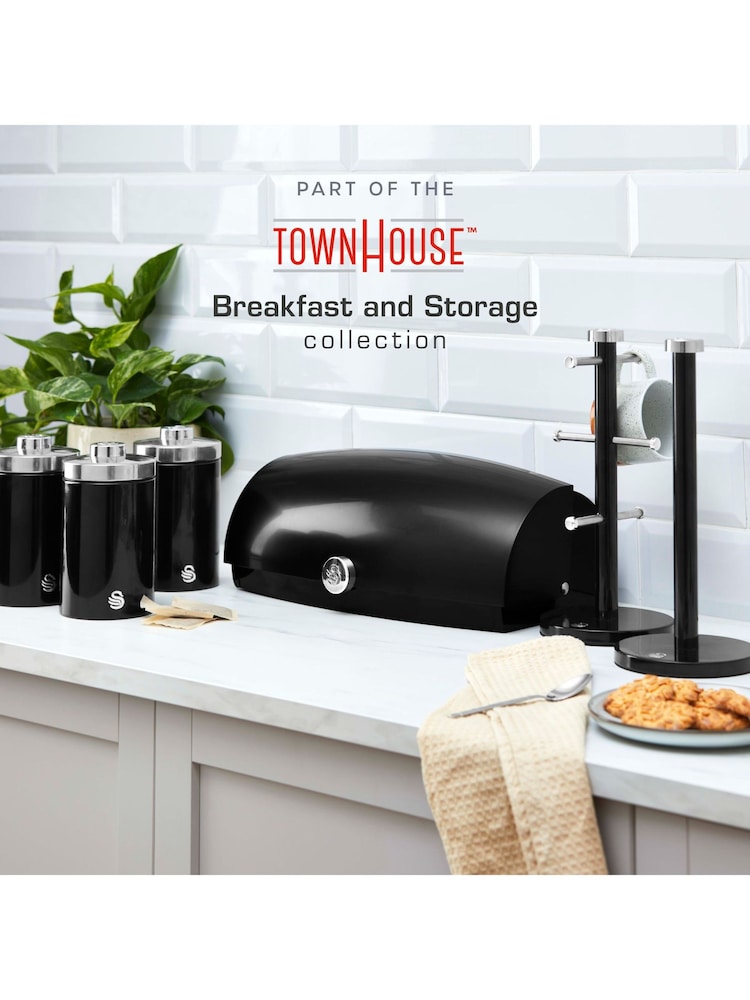 Swan Set of 3 Black Townhouse Bread Bin - Image 9 of 9
