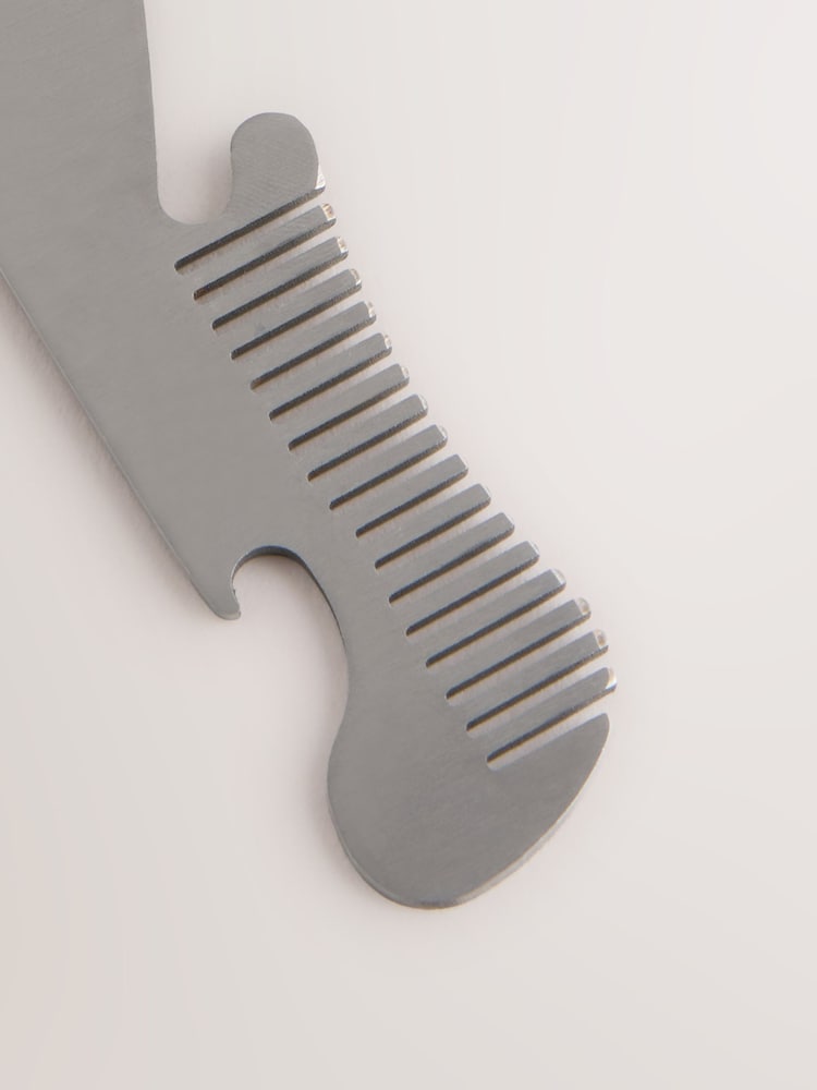 Silver 2-in-1 Beard Comb And Bottle Opener Keyring - Image 3 of 3 Silver 2-in-1 Beard Comb And Bottle Opener Keyring - Image 3 of 3