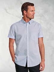 Brook Taverner Blue Textured 100% Cotton Shirt - Image 1 of 4