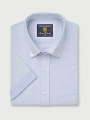Brook Taverner Blue Textured 100% Cotton Shirt - Image 2 of 4