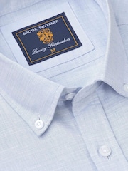 Brook Taverner Blue Textured 100% Cotton Shirt - Image 3 of 4