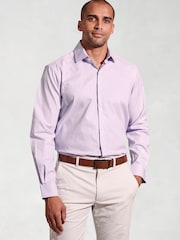 Brook Taverner Purple Herringbone Stretch Long Sleeve Shirt - Image 1 of 5