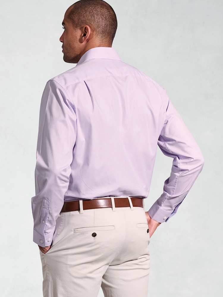 Brook Taverner Purple Herringbone Stretch Long Sleeve Shirt - Image 2 of 5