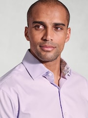 Brook Taverner Purple Herringbone Stretch Long Sleeve Shirt - Image 3 of 5