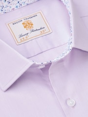 Brook Taverner Purple Herringbone Stretch Long Sleeve Shirt - Image 4 of 5