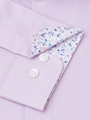 Brook Taverner Purple Herringbone Stretch Long Sleeve Shirt - Image 5 of 5