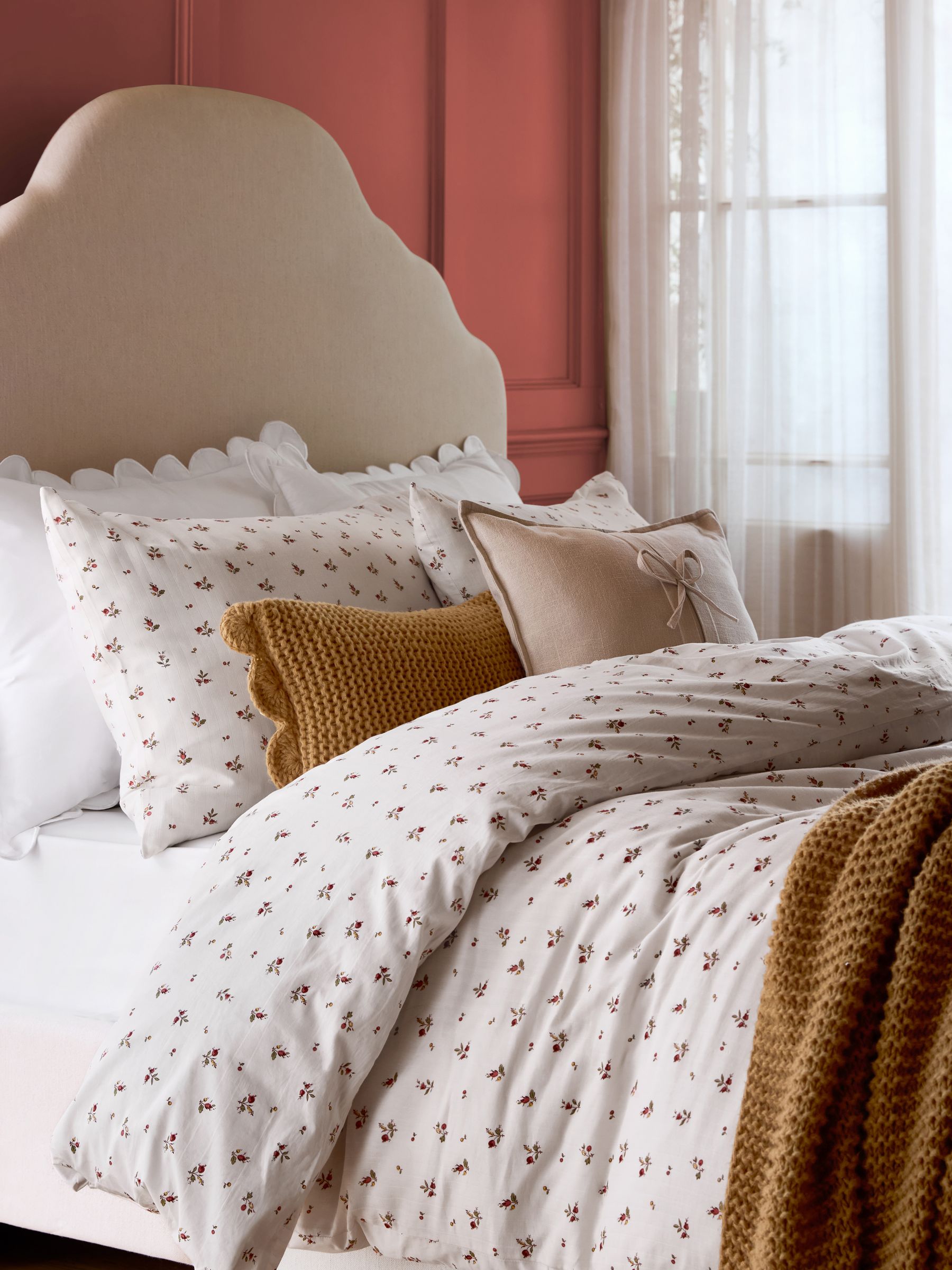 Buy Laura Ashley Red Aylesmore Floral Muslin Duvet Cover and