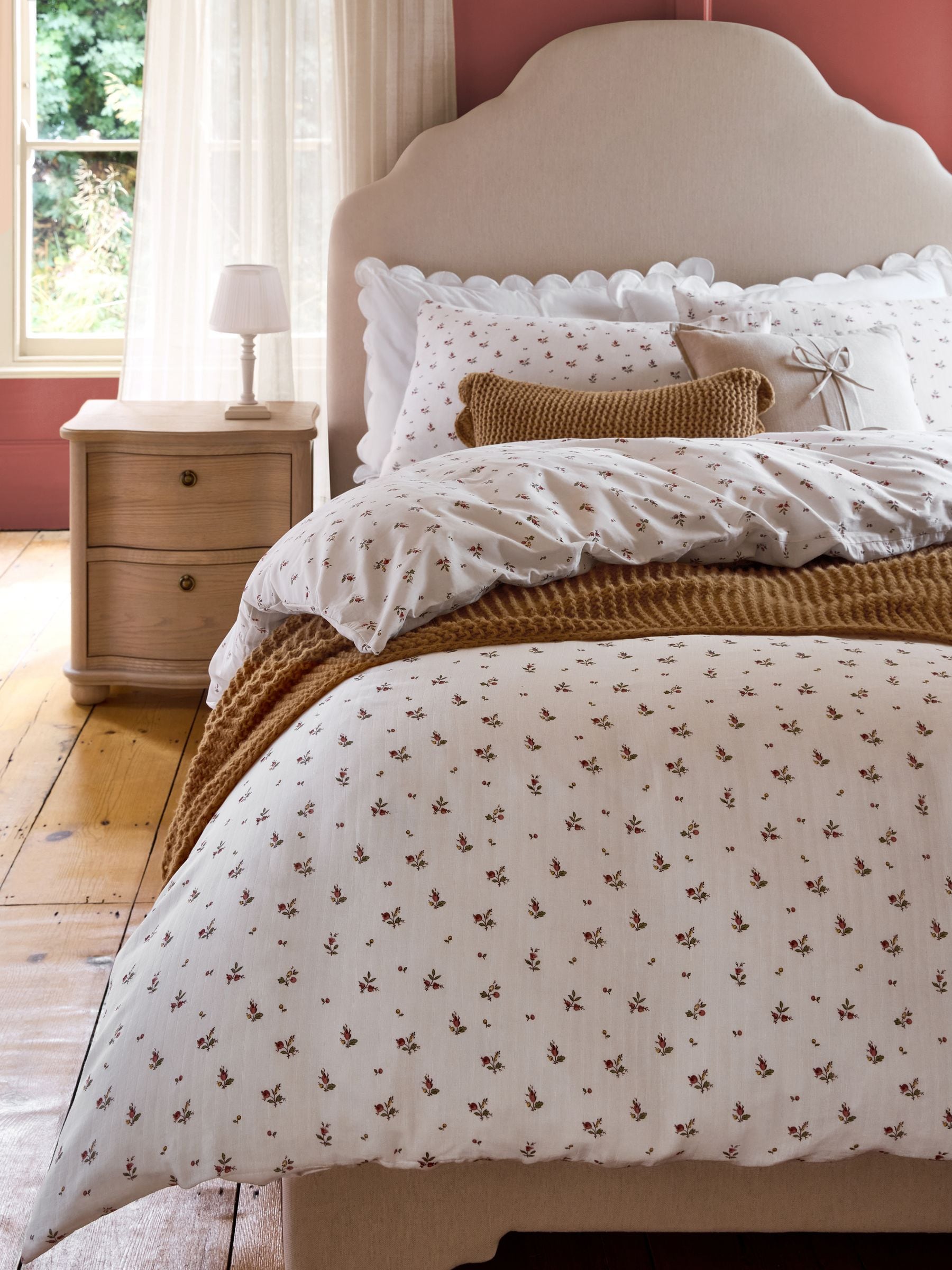 Buy Laura Ashley Red Aylesmore Floral Muslin Duvet Cover and
