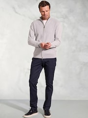 Brook Taverner Grey Ripple Stitch Zip Through 100% Cotton Cardigan - Image 2 of 3