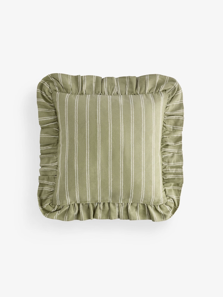 Laura Ashley Green Candy Stripe Frill Cushion - Image 4 of 4 Laura Ashley Green Candy Stripe Frill Cushion - Image 4 of 4