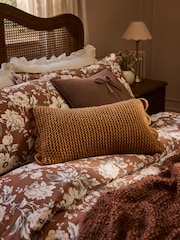 Laura Ashley Caramel Brown Hanwell Scallop Knitted Cushion - Image 1 of 3