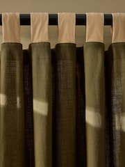 MADE.COM Khaki Green Hadlo Textured Cotton Tab Top Curtains - Image 2 of 3