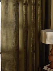 MADE.COM Khaki Green Hadlo Textured Cotton Tab Top Curtains - Image 3 of 3