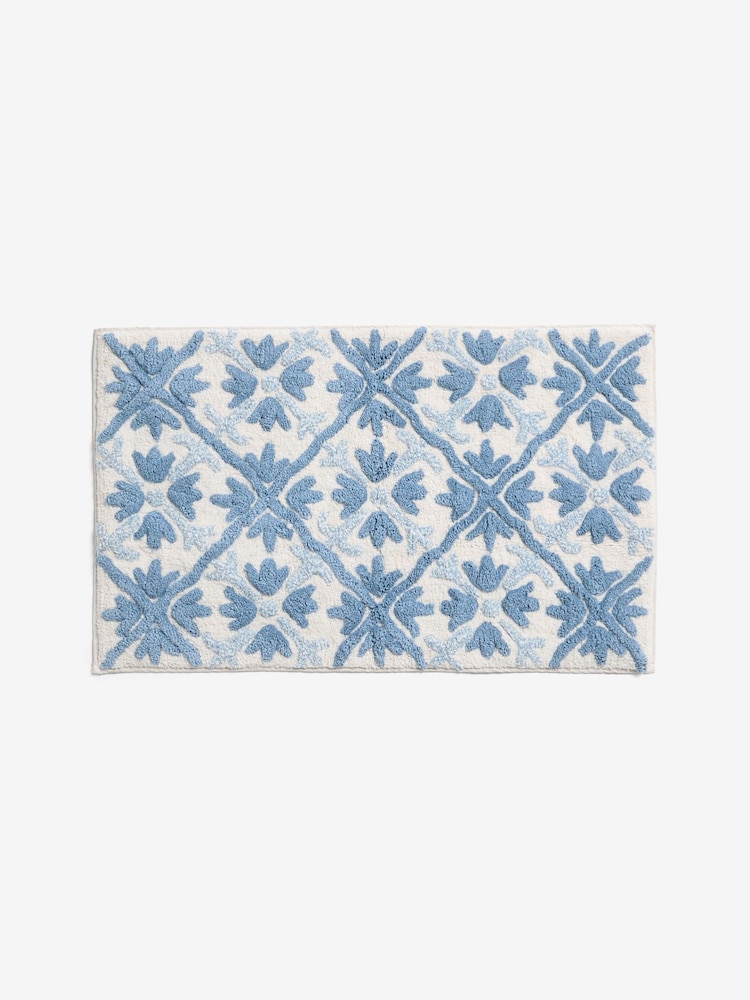 Blue Geo Tile Bath Mat - Image 3 of 3