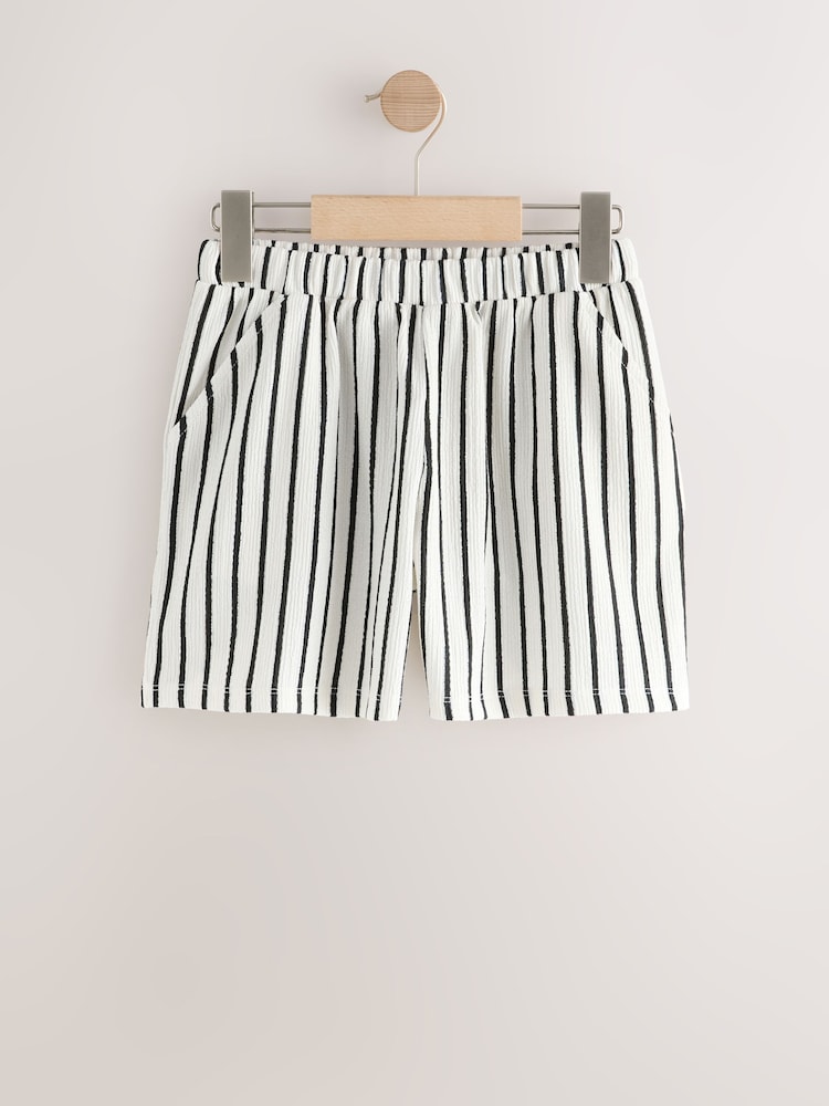 Black/White Stripe Crinkle Shorts (3-16yrs) - Image 1 of 4