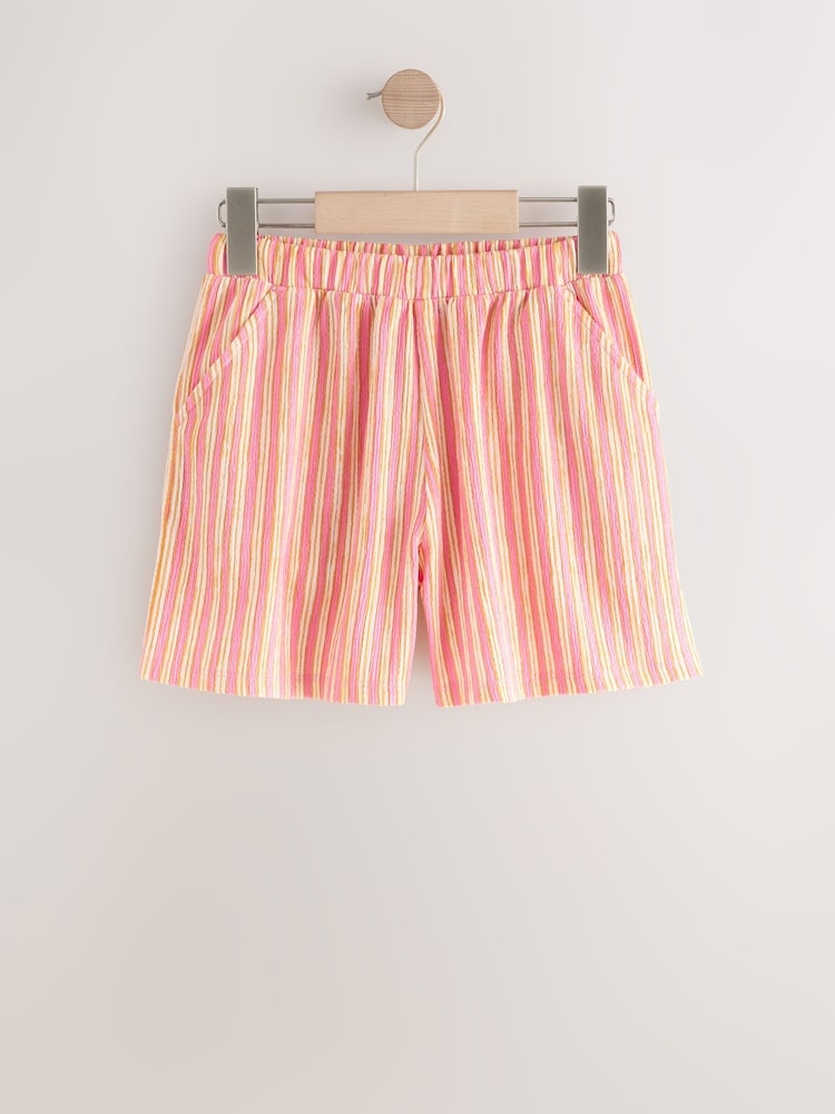 Pink Stripe Crinkle Shorts (3-16yrs) - Image 1 of 3