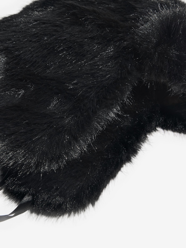 Lipsy Black Faux Fur Trapper Hat with Poms - Image 3 of 3