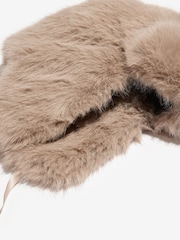 Lipsy Neutral Faux Fur Trapper Hat with Poms - Image 3 of 3
