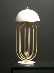 Fifty Five South Gold Metropolis Table Lamp with White Shade - Image 2 of 4