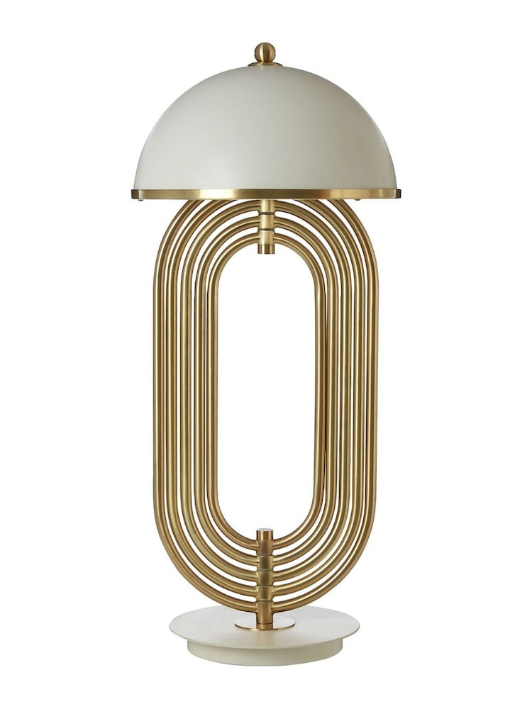 Fifty Five South Gold Metropolis Table Lamp with White Shade - Image 4 of 4