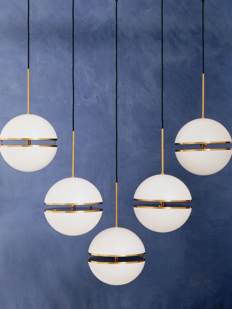 Fifty Five South Brass Abira 5 Ball Pendant Ceiling Light - Image 1 of 4