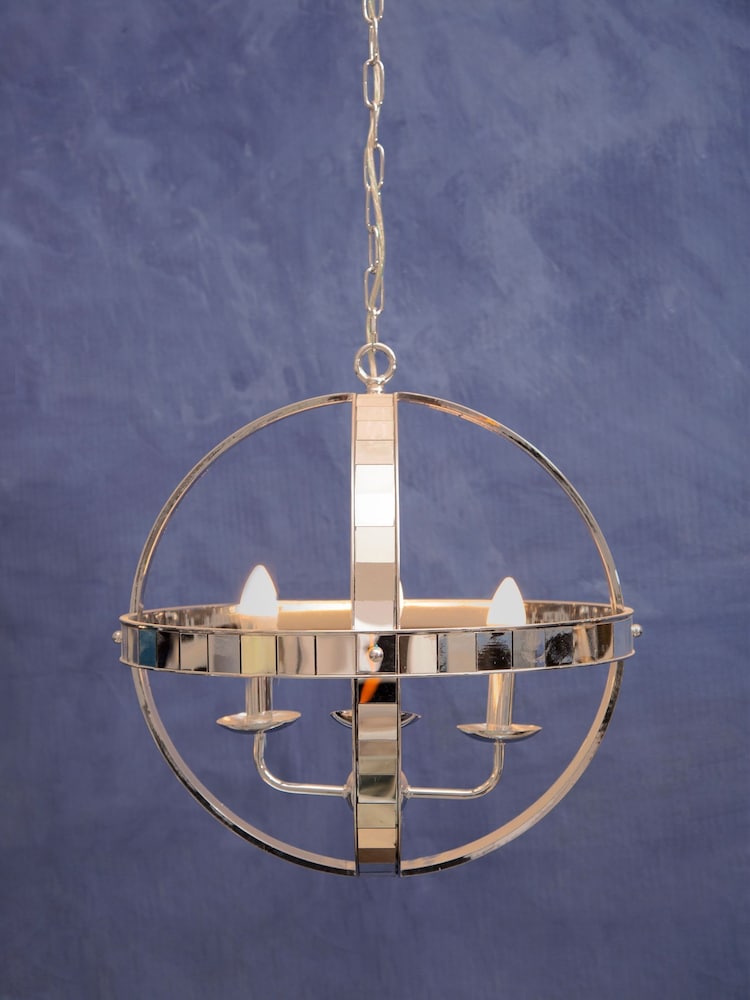 Fifty Five South Silver Kensington Townhouse Rounded Pendant Ceiling Light - Image 1 of 3