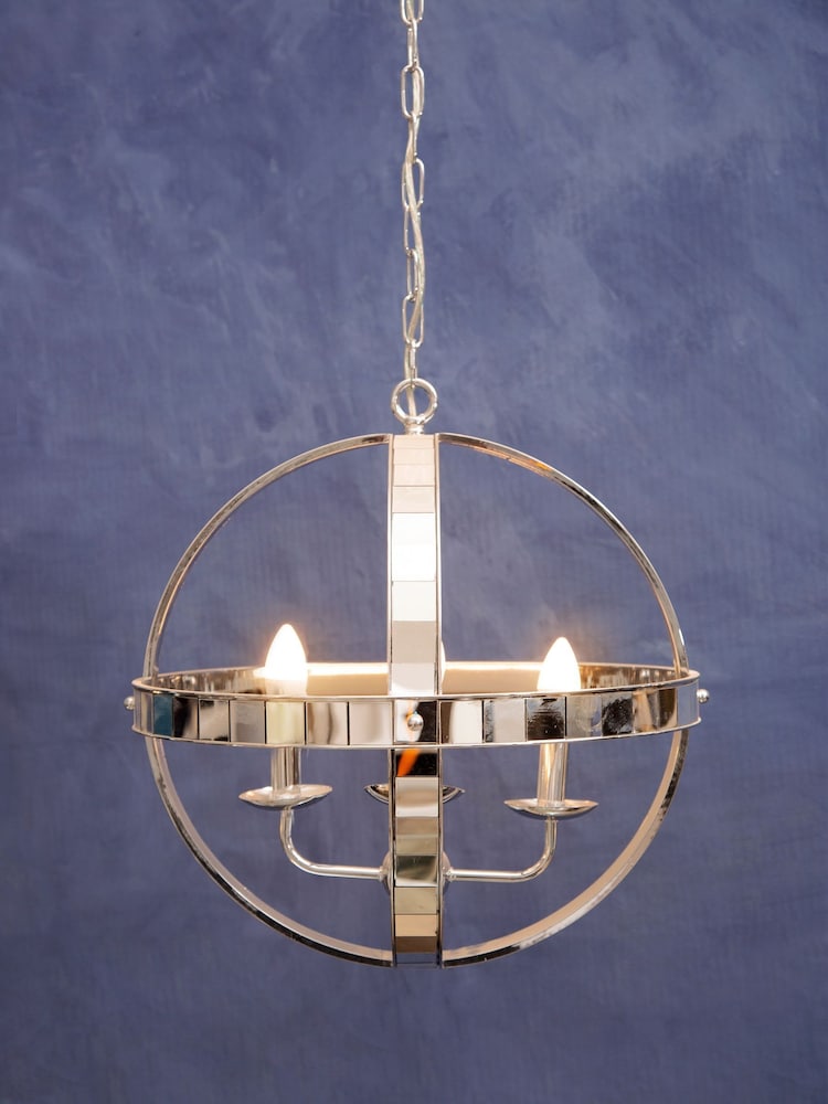 Fifty Five South Silver Kensington Townhouse Rounded Pendant Ceiling Light - Image 2 of 3