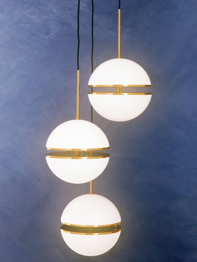 Fifty Five South Brass Abira 3 Ball Pendant Ceiling Light - Image 1 of 4