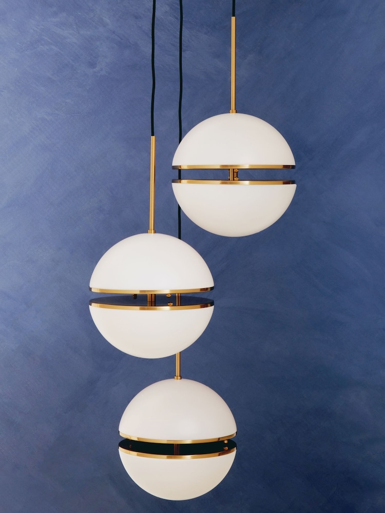 Fifty Five South Brass Abira 3 Ball Pendant Ceiling Light - Image 2 of 4