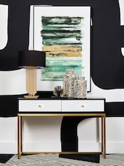 Fifty Five South Black Impero Table Lamp with Linen Shade - Image 1 of 4