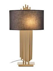 Fifty Five South Black Impero Table Lamp with Linen Shade - Image 3 of 4