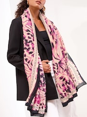 Lipsy Pink Animal Lightweight Printed Scarf - Image 1 of 3