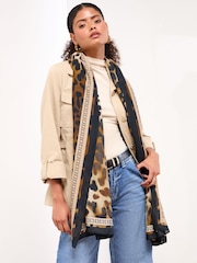 Lipsy Brown Leopard Lightweight Printed Scarf - Image 1 of 1