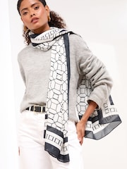 Lipsy Black/White Logo Lightweight Printed Scarf - Image 1 of 3