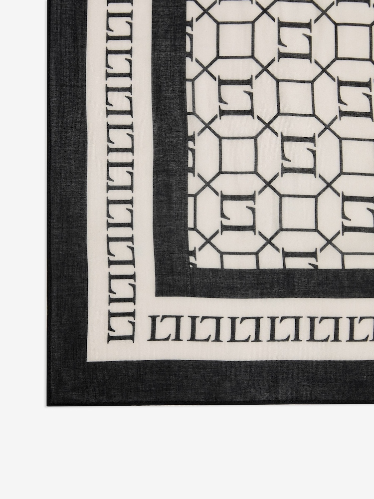Lipsy Black/White Logo Lightweight Printed Scarf - Image 2 of 3