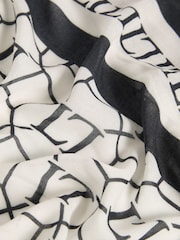 Lipsy Black/White Logo Lightweight Printed Scarf - Image 3 of 3