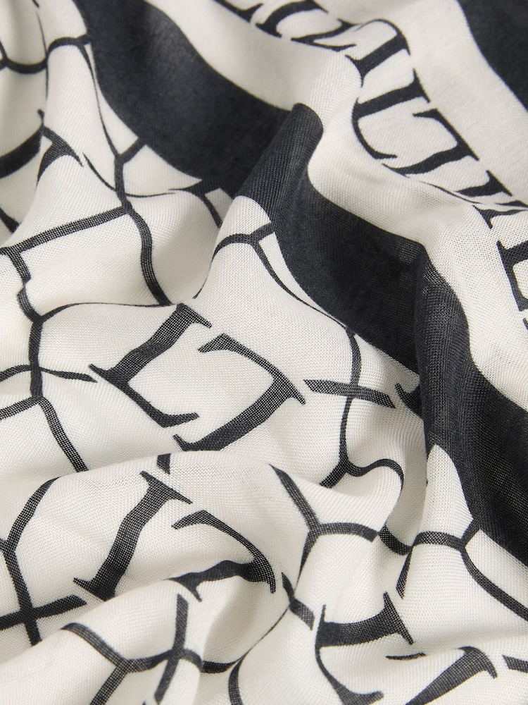 Lipsy Black/White Logo Lightweight Printed Scarf - Image 3 of 3