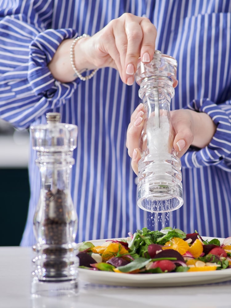 Cole & Mason Clear Large London Acrylic Salt Pepper Mill Set 220mm - Image 2 of 4
