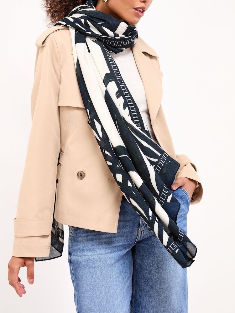 Lipsy Mono Floral Lightweight Printed Scarf - Image 1 of 3 Lipsy Mono Floral Lightweight Printed Scarf - Image 1 of 3