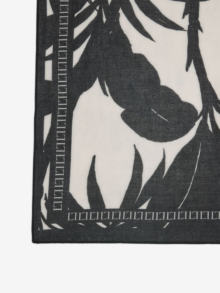 Lipsy Mono Floral Lightweight Printed Scarf - Image 2 of 3