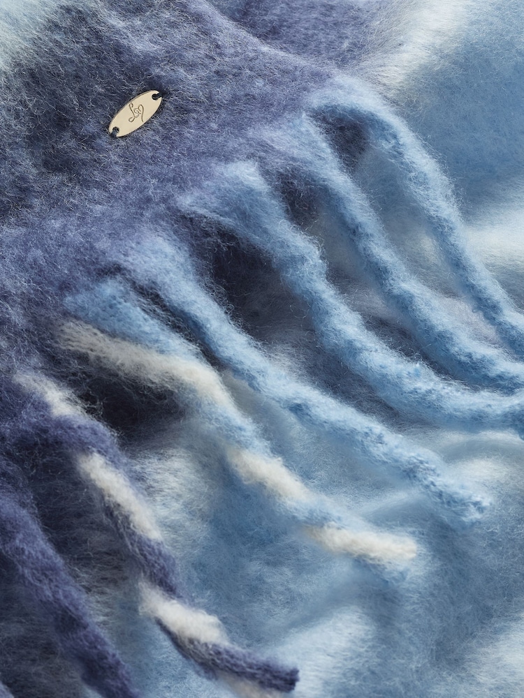 Lipsy Blue Check Cosy Brushed Scarf - Image 3 of 3