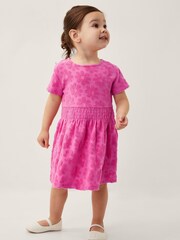 Monsoon Pink Baby Flower Towelling 100% Cotton Dress - Image 1 of 4